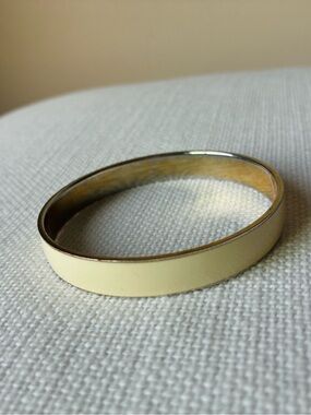 J.Crew Cream Ivory Gold Cuff Bracelet 1cm Wide One Size